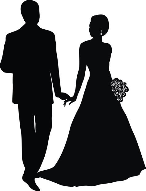 Modern Wedding Couple Silhouette