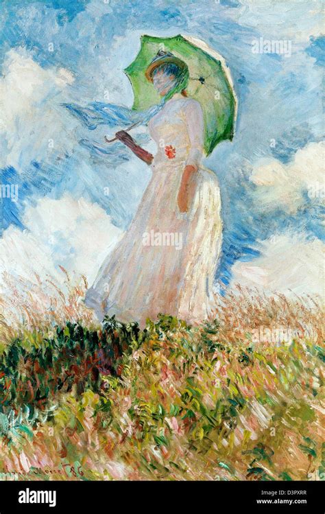 Claude Monet Study Of A Figure Outdoors Woman With A Parasol Facing