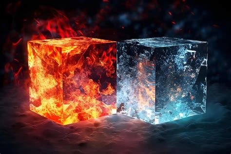 Premium Ai Image A Cube Of Ice Has A Fire Inside It