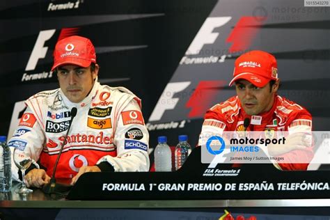 L To R Fernando Alonso Esp Mclaren And Pole Sitter Felipe Massa