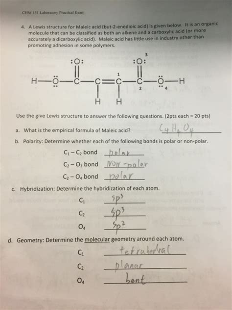 Solved A Lewis structure for Maleic acid (but-2-enedioic | Chegg.com