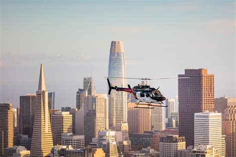 Air To Air With A Bell 206L 3 LongRanger Helicopter Above Downtown San