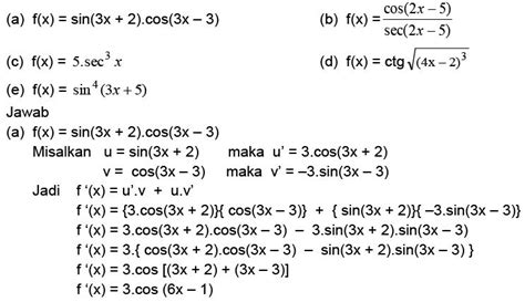 Turunan Fungsi Trigonometri Materi Lengkap Matematika