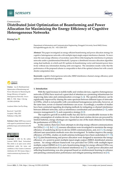 PDF Distributed Joint Optimization Of Beamforming And Power