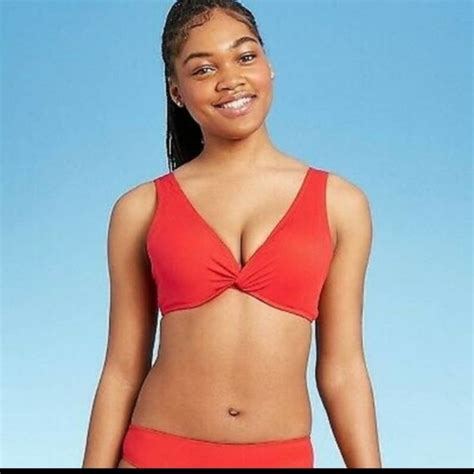 Shade Shore Swim Shade Shore Red Padded Bikini Swim Top Bra C