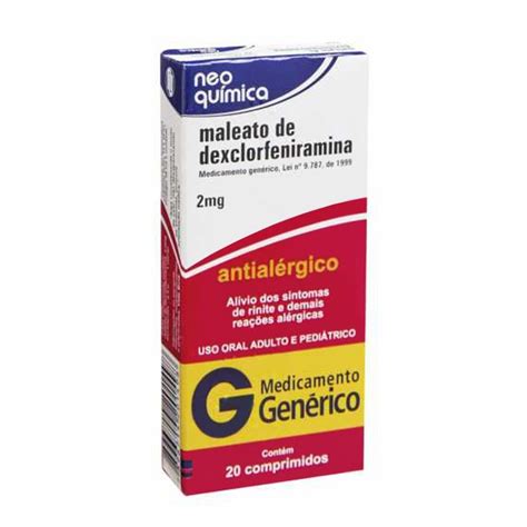 Maleato De Dexclorfeniramina Mg Comprimidos Gen Rico