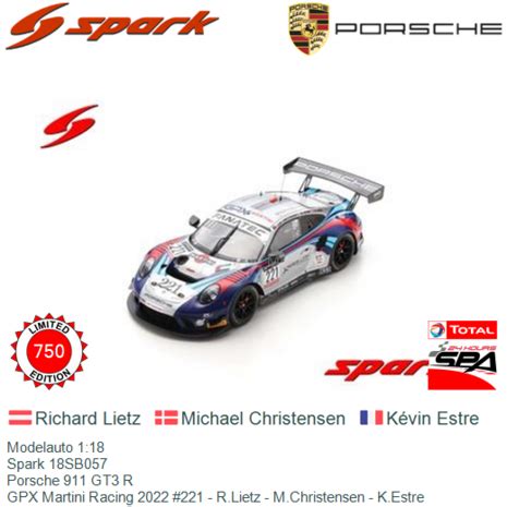 Modelauto Spark Sb Porsche Gt R Gpx Martini Racing