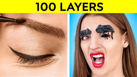 100 Coats Of Makeup And 100 Layers Of Food Brave Challenge 2023