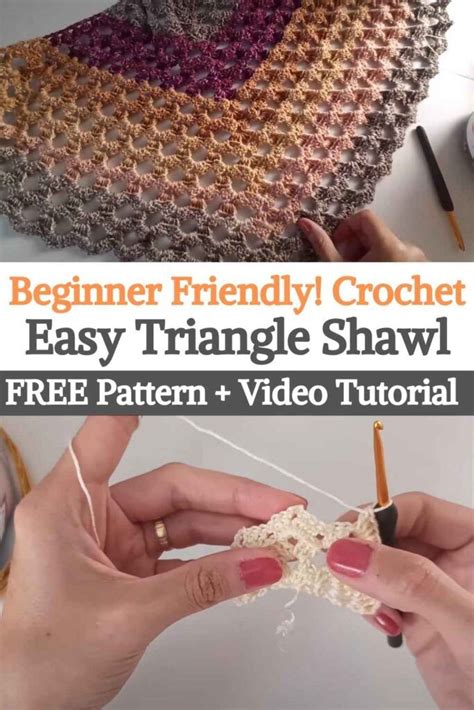 Crochet Triangle Shawl With Text Overlay Reading Beginner Friendly