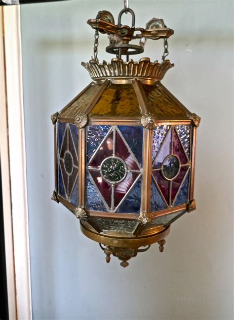 Antiques Atlas 19th Century Stained Glass And Brass Hall Lantern