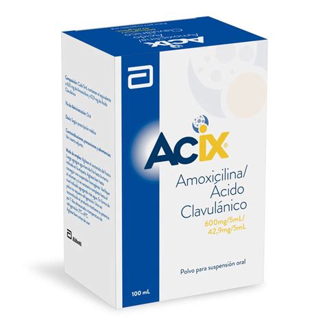 ACIX POLVO SUSP 600mg 42 9MG 5mL 100mL AMOXICILINA Acido CLAVULANICO