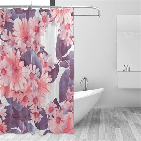 Hidove Watercolor Flowers Bathroom Waterproof Shower Curtain Set