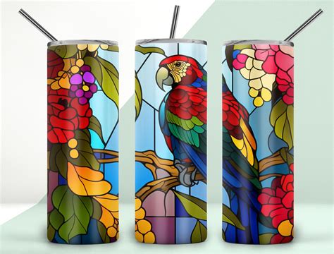 Parrot Stained Glass Tumbler Design Graphic by Carpentry HATCreative
