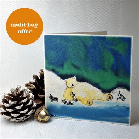 Christmas Card 4 Pack Polar Bear Snow And A Folksy