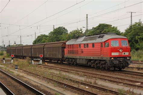 Mit einem kurzen Zug Schiebewandwagen fährt 233 450 6 durch Magdeburg