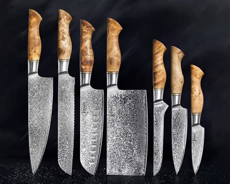 67 Layer Damascus Steel Kitchen Knife Set With Natural Sycamore Wood