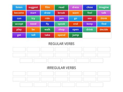 Regular and irregular verbs Sortowanie według grup