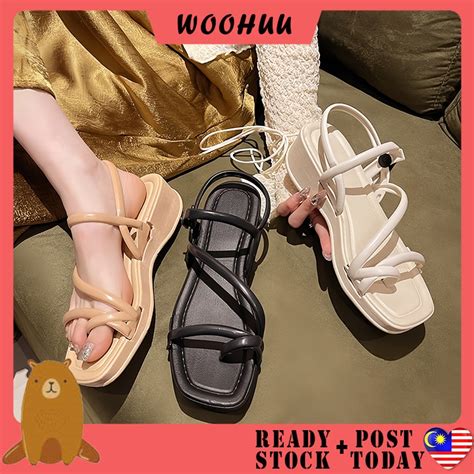 READY STOCK WOOHUU Thick Women Sandal Kasut Wanita Casual Wedges Flip