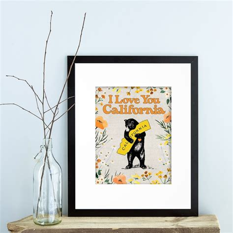 California Art I love you California California Bear Gifts | Etsy