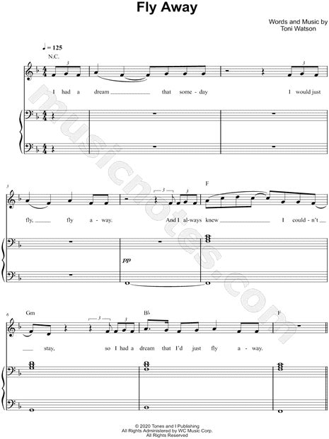 Tones And I Fly Away Sheet Music In F Major Transposable Download And Print Sku Mn0222729u1