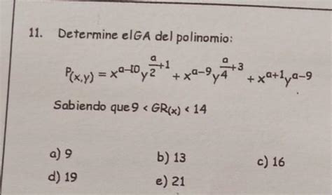 Determine Elga Del Polinomio P X Y X Xa Sabiendo Que