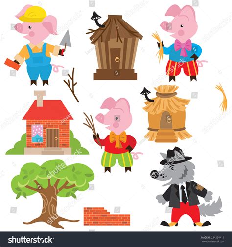 Three Little Pigs Vector Illustration 234234415 Shutterstock