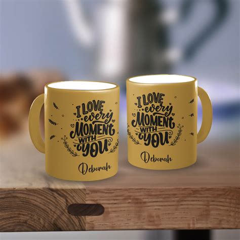 Personalised Love Every Moment Gold Mug Greetings World