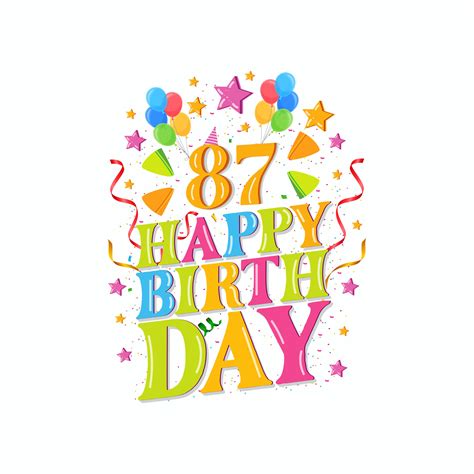 87 Years Happy Birthday Logo With Balloons Vector Illustration 87th