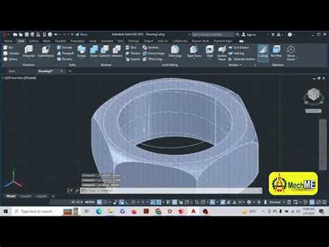 AutoCAD Mechanical 3D Hexagonal Nut How To Draw Nut Nut 3D Training