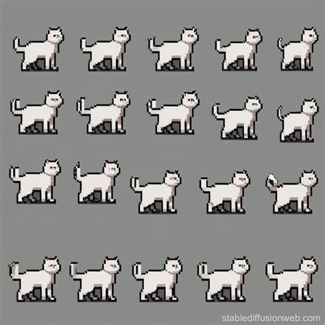 Pixel Art Walking Cat Sprite Sheet Stable Diffusion Online