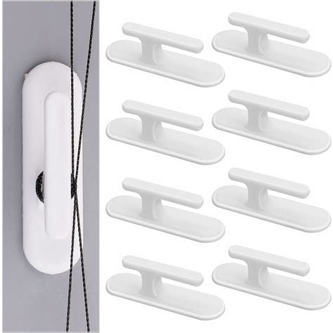 White 8 Pieces Blind Cord Winder Safety Blind Cord Hooks Adhesive Blind Cord Holder Wall Hook