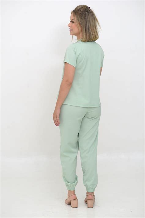 Pijama Cirúrgico Feminino Slim Verde Hospitalar Jaleca