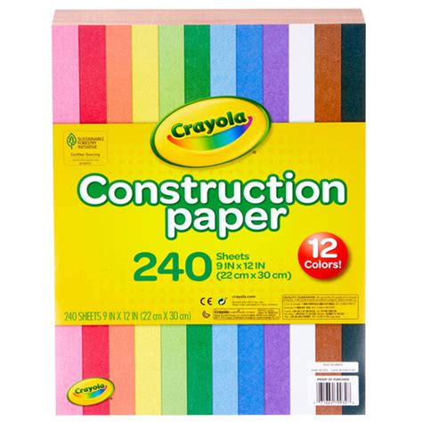 Crayola 993200 9 X 12 12 Assorted Color Construction Paper 240 Pack