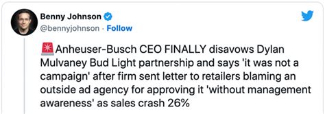 Anheuser Busch Ceo Finally Disavows Dylan Mulvaney Partnership