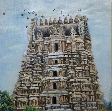 Temple Gopuram Painting by Subhashree S | Saatchi Art