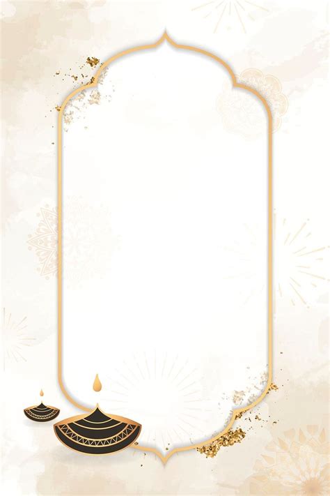 Download premium vector of Gold frame on Diwali pattern background ...