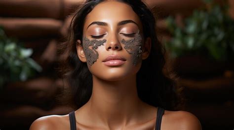 Premium Photo Young Woman With Black Eyes Covered With Clay Mud