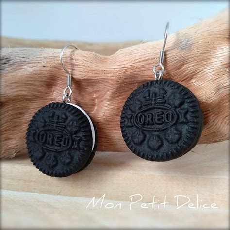 Oreo Cookie Dangle Earrings Polymer Clay Miniature