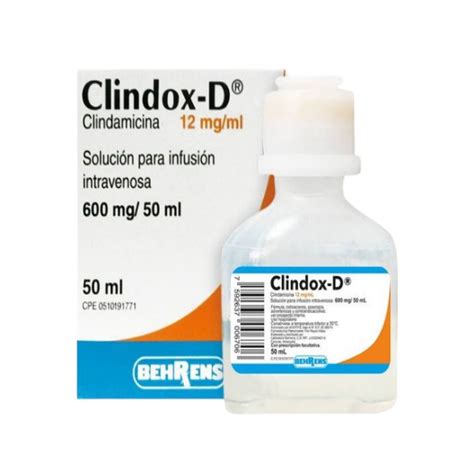 Clindox D Clindamicina 12M Ml X 50 Ml Solución I V Behrens Farmadon