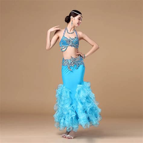 2018 Performance Belly Dance Costume Set Belly Dancing Luxury Egyptian Costumes Oriental 3pcs