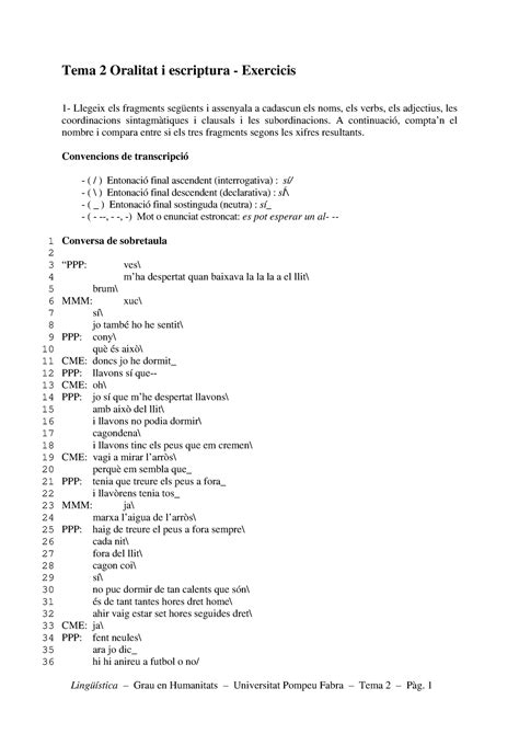 Tema Exercicis Ingles Ling Stica Grau En Humanitats