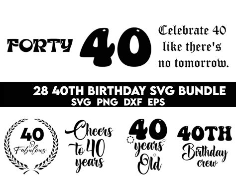 40th Birthday Svg 40th Birthday Svg Bundle 40th Birthday Etsy Canada