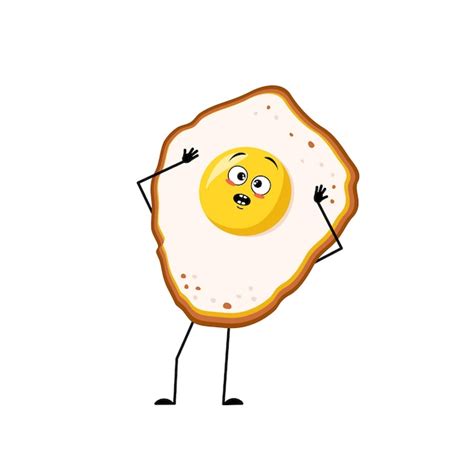 Premium Vector Cute Character Scrambled Eggs With Yolk And Protein