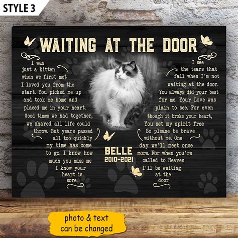 I Ll Be Waiting At The Door Cat Poem Printable Canvas Poster Framed Print Personalized Cat