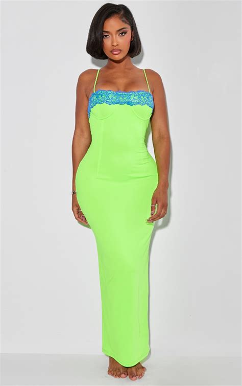 Shape Lime Lace Cup Detail Sculpted Maxi Dress Shape Prettylittlething Usa