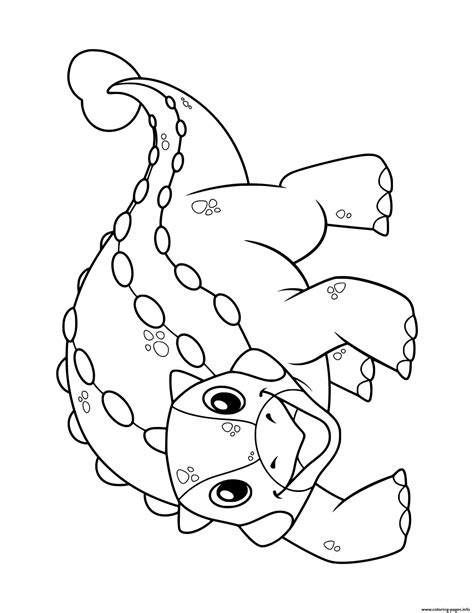 Dinosaur Cartoon Ankylosaurus Coloring page Printable