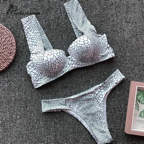 Bikini estampado de piel de serpiente 2019 traje de baño Push Up