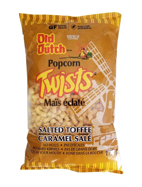 Old Dutch Popcorn Twists Salted Toffee Flavored 175g 6 Oz Bag