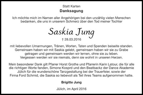 Traueranzeigen Von Saskia Jung Aachen Gedenkt