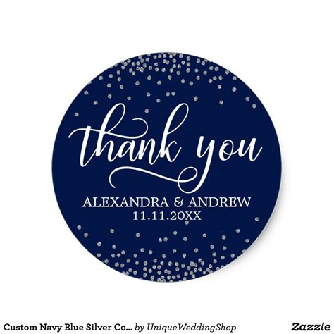 Navy Blue White Script Wedding Love Thanks Classic Round Sticker Artofit